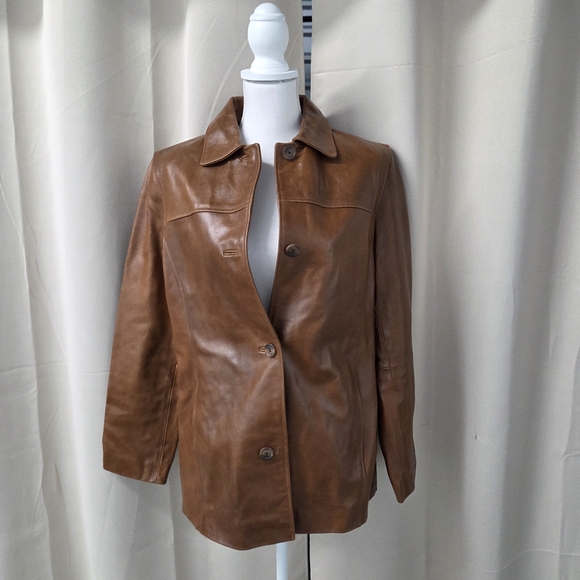 Vintage Sonoma Tan Leather Jacket for Women